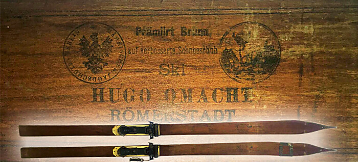 Lyže drevené značka Hugo Omacht Römerstadt 